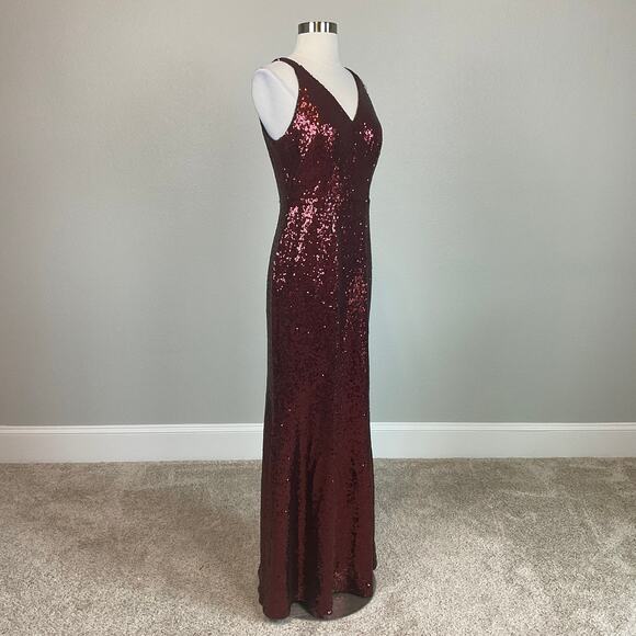 Nightway Sequined Sleeveless Long A-Line Evening Gown red Size 4 Formal Dress - Picture 2 of 9